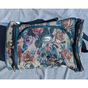 Ascot Travel Carry-on Floral Canvas Bag Luggage Vintage- Unused- Shoulder Strap